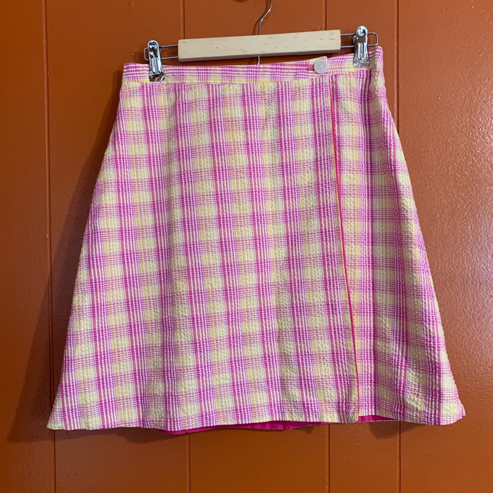 Cibeline Mini Skirt Pink and Yellow Plaid Small